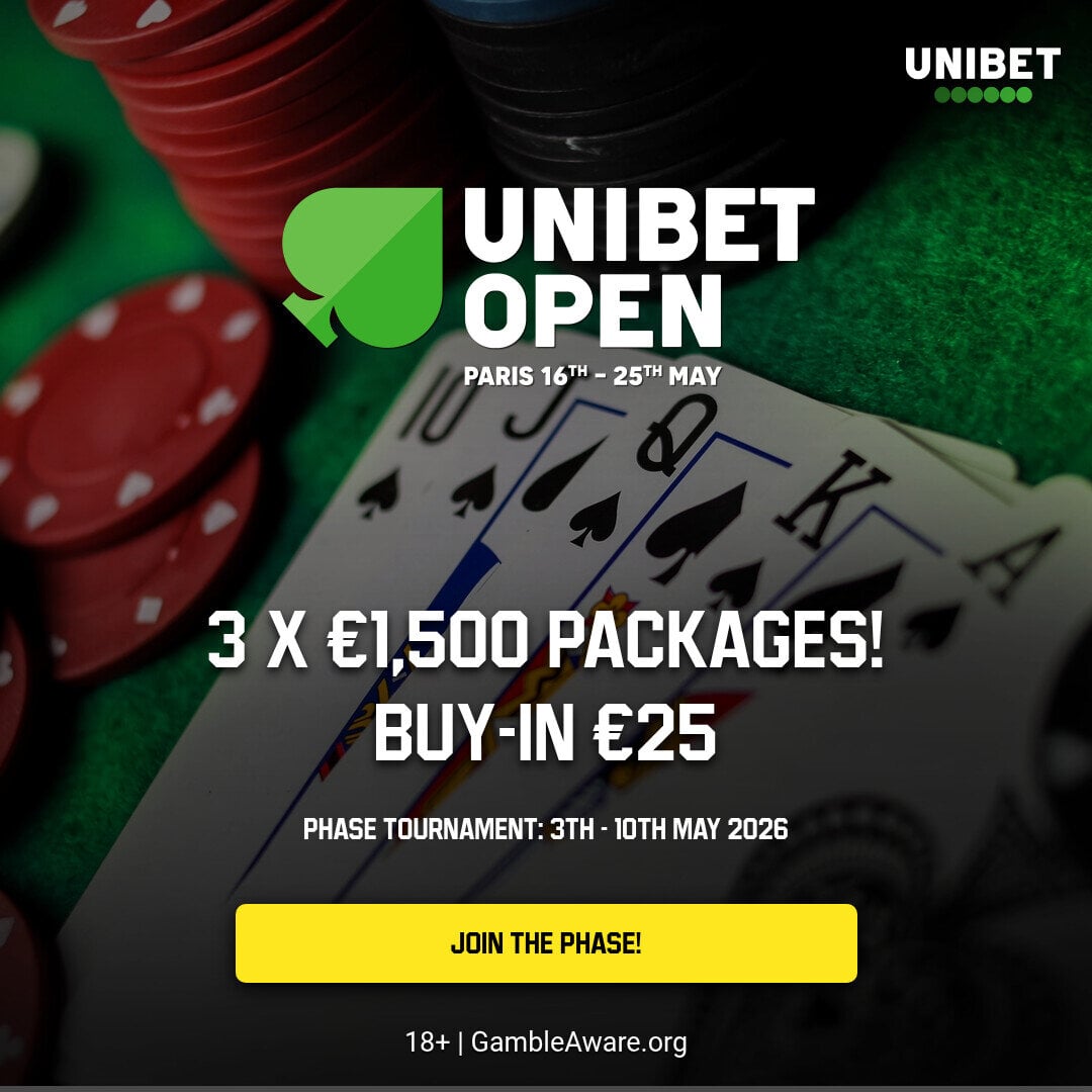 Unibet Open Phase: Turn €25 into a €1,500 Package