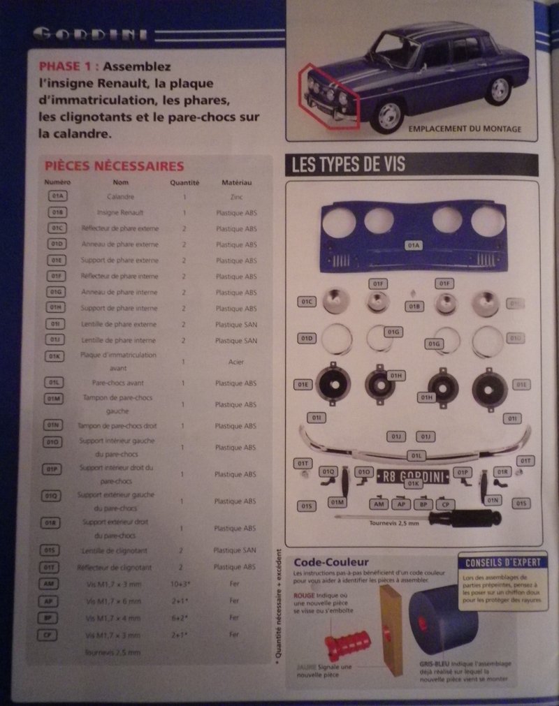 Catalogue de Pieces R 1135 R 8 GORDINI de Renault