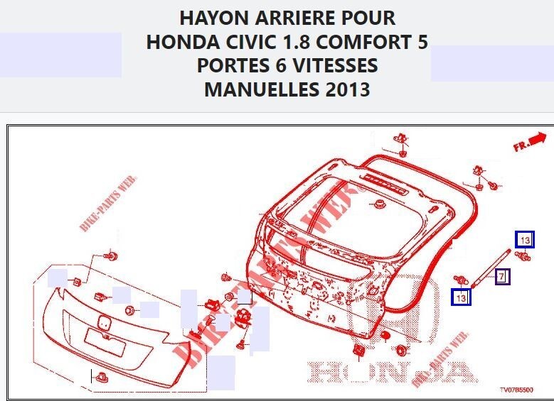 Lot verin hayon honda civic - Équipement auto