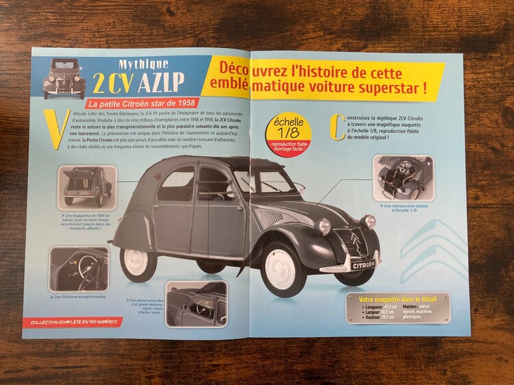 Citroën 2CV AZLP Hachette – Collection 1:8 – Modèle Réduit 1958 – Neuf